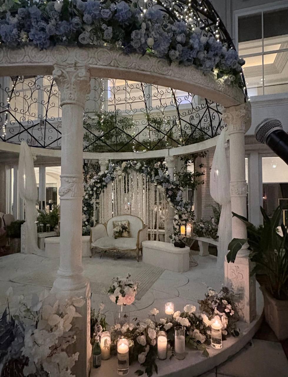 Candlelit gazebo at night at Carissa Venue