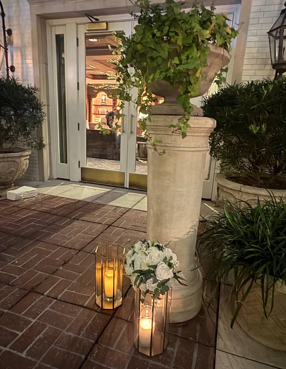 Candlelit entrance column at Carissa Venue